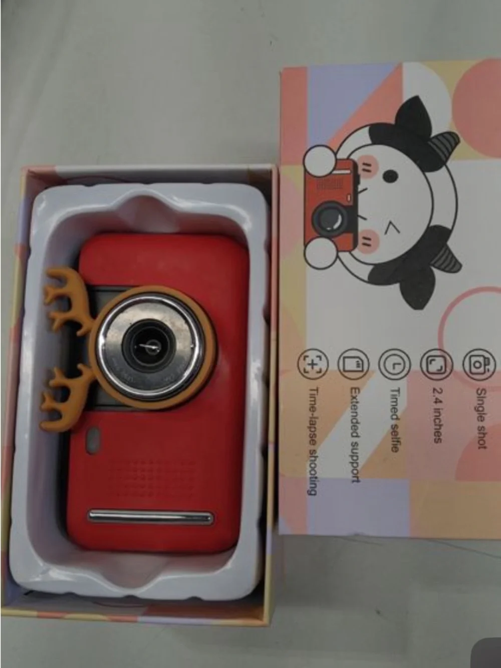 Red Kids Digital Camera with Detachable Lens and Antler Clip